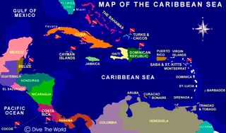 Map of the Caribbean Sea, including Cayman Islands (click to enlarge in a new window)