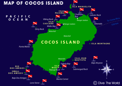 Map of Cocos Island, Costa Rica (click to enlarge in a new window)